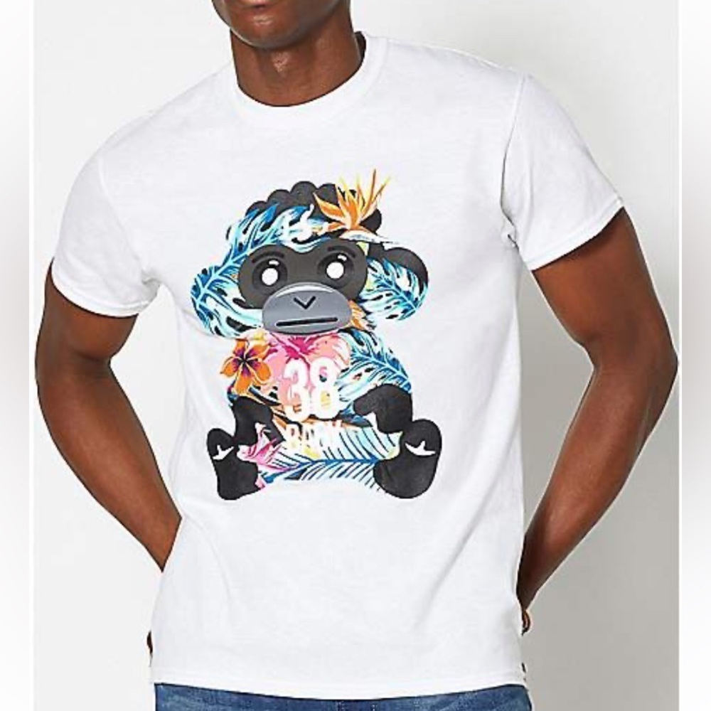 NBA Young Boy Floral Monkey Head T Shirt Size Large NWOT